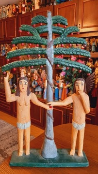 Adam i Ewa rzeźba ludowa Paszyn 
