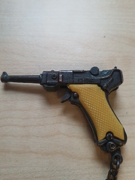 Miniaturowy metalowy pistolet brelok vintage