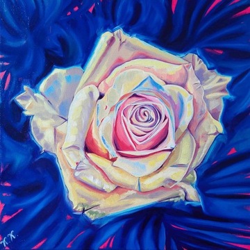 Yellow Rose - obraz olejny Róża 39 x 39 cm