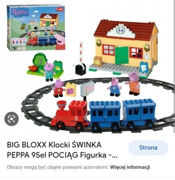 Klocki świnka Peppa wraz z pociągiem. 95 elementów