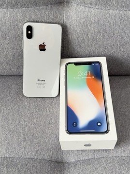 iPhone X 10 64GB Silver Idealny Stan