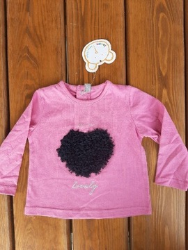 Nowa różowa bluzka z sercem dla dziewczynki r. 68