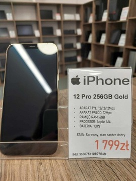 Smartfon Telefon Apple iPhone 12 Pro 256GB Gold stan bdb gwarancja