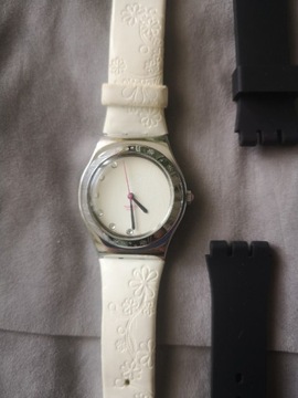 Zegarek swatch irony medium srebrny ecru 2 paski