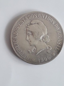Brazylia, 2000 Reis, 1906, Srebro
