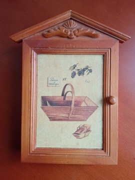 Oryginalna drewniana skrzynka na klucze vintage