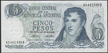 Argentyna 5 pesos 1974/76 - stan bankowy UNC