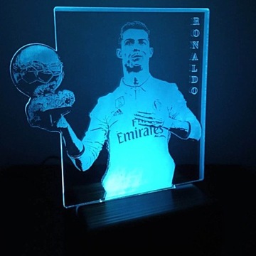 LED lampa 3d. z pilotem.Cristiano Ronaldo. piłkarz