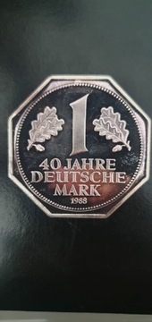 1 Marka 1988. 40 Jahre Deutsche Mark.Certyfikat