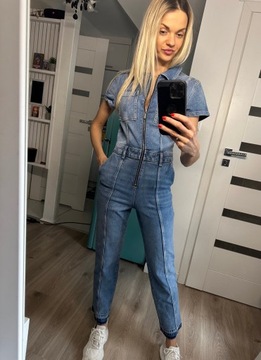 Zara kombinezon jeans dżinsowy suwak xs