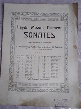 Nuty Haydn, Mozart, Clementi Sonaty