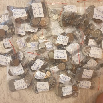 NORWEGIA mix monet lata 1958-1991 100 gram