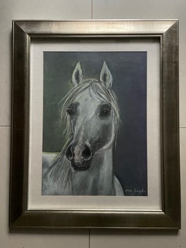 Głowa konia, obraz w ramie za szkłem