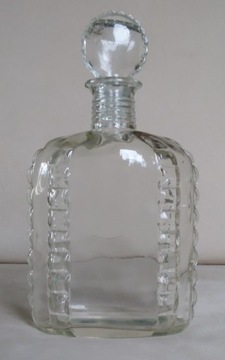 Karafka szklana płaska 24 cm vintage 