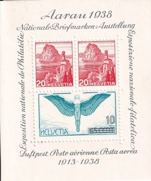 Szwajcaria 1938** bl.4 cena 69,90 zł kat.60€