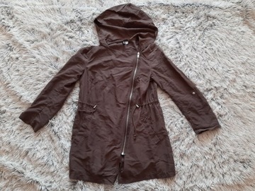 Parka płaszcz h&M s/36 cienka brązowa narzutka