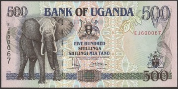 Uganda 500 shilling 1996 - słoń - stan bankowy UNC
