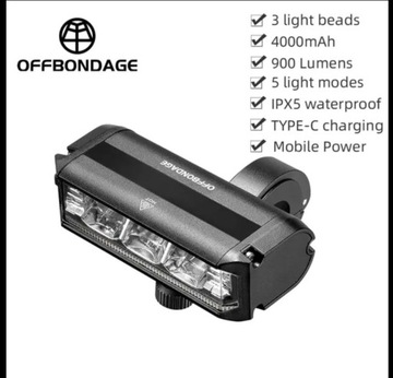 Lampa rowerowa  OffBondage 900lumen 2000mAh 3-LED