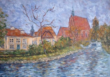 Olej/płótno 70x50. "Jesień nad Brdą"