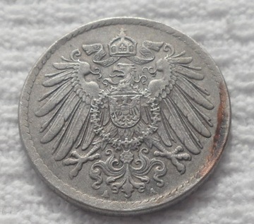 Weimar 5 fenigów pfennig 1921 A Berlin Prusy Stal