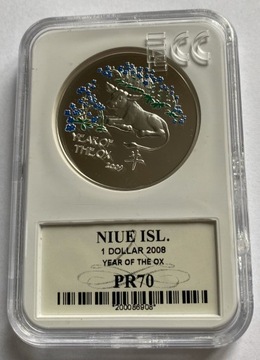 1 Dollar,Niue Island 2008 -Rok Byka (Grading PR70)