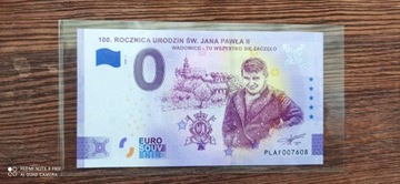 Banknot 0 euro 100 rocznica urodzin Jana Pawła II