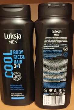 Luksja Men żel pod prysznic COOL 3w1 2x 500 ml