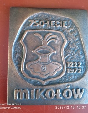 Odlew Mikołów 750 lat 9 na 7.5 cm