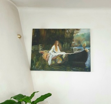 Kopia obrazu Pani z  Shalott j na plotnie 60x80 cm