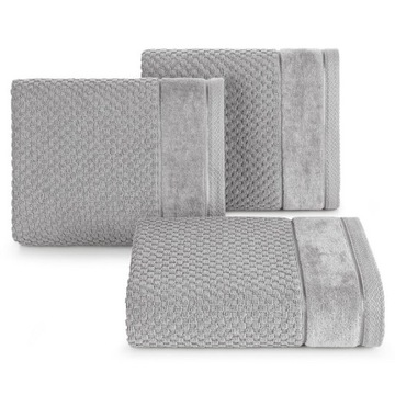 Ręcznik bawełniany 50x90 FRIDA srebrny z welurową bordiurą