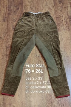 Bryczesy Euro Star - sztuksowe 76 / 26L pas 66 cm