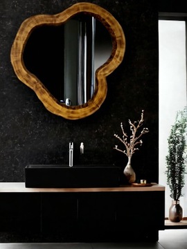 Nowoczesne lustro do łazienki drewniane