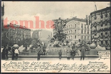 SZCZECIN Stettin Manzelbrunnen mieszkańcy  1900