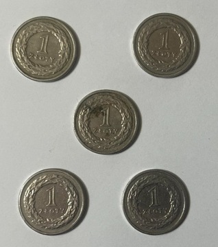 Moneta 1 zł  1991 rok ZESTAW AX5 = 5 szt. 