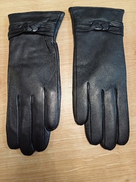 Damskie skórzane rękawiczki S zimowe ocieplane