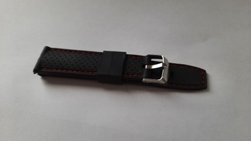 Pasek do zegarka, kauczukowy, czarny, 22mm
