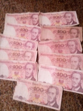 banknoty 100zł z 1986r 11sztuk