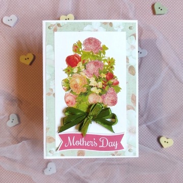 Dzień Matki - kartka z bukietem kwiatów