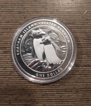 Srebrna moneta 1oz Pingwin czubaty 