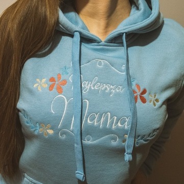 Bluza "Najlepsza Mama" Dzień Mamy Turkus Prezent L