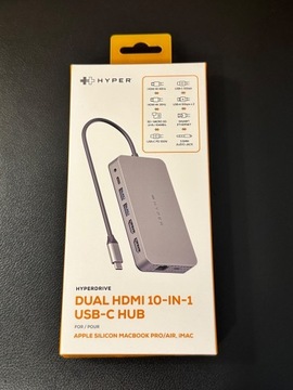 NOWY Adapter Targus Hyperdrive Dual HDMI 10 in 1 USB-C Apple MacBook