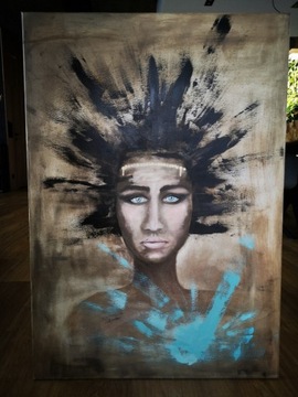 Obraz olejny na płótnie 70x100cm twarz kobieta