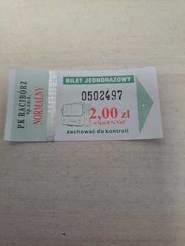 Bilet normalny PK Racibórz 2 zł pakiet 50 szt. 