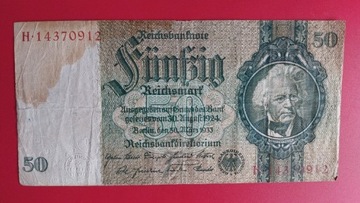 Banknot 50 reichsmark NIEMCY 1933 R