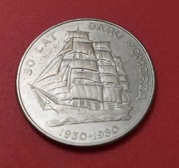 Moneta 20zł 1980 r. 50 lat Daru Pomorza