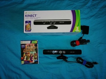 Kinect Xbox 360 + gra + zasilacz, adapter