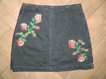Topshop jeansowa spódnica hafty roz 38