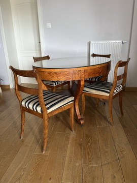 Stół drewniany antyk 6 krzeseł i 2 fotele zestaw