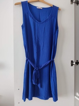 Sukienka niebieska Camaieu S 36 wiązana letnia