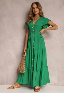 NOWA zielona letnia maxi sukienka damska bawełna XL 42
